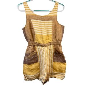 Anthropologie Ett Twa Wesley Stripped Linen Romper Sz: 10